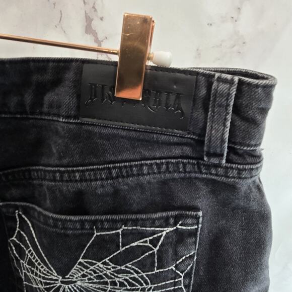 Black Denim Women's Shorts with Spider Embroidery - Picture 10 of 11